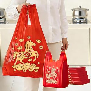 Huamaohengchun50Pcs Red Lucky Garbage Bags Sturdy Durable Large Thick <b>Plastic</b> Bags for Home, <b>Kitchen</b> and Office - Product Image 3