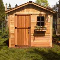 Panneau de douche extérieur moderne autoportant Breeze Cedar avec charnière, plateforme rectangulaire et cadre pour usage hôtelier