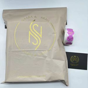Custom Metallic Gold logo Mailer Bags Biodegradable Beige Matte Poly Shipping Mailer Bag Nude Mailing Bags - Product Image 4