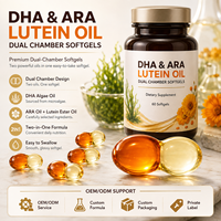 Complément alimentaire pour la santé du cerveau et des yeux, DHA ARA Lutéine, gélules à double compartiment, végétalien, oméga 3, OEM, étiquette privée