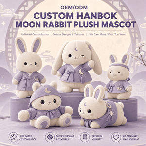Mascotte en peluche <span class=keywords><strong>Lapin</strong></span> de la Lune Hanbok, jouet en peluche personnalisé, animal en peluche, jouet doux, fabricant OEM ODM, fourniture directe d'usine, cadeau - Product Image 2