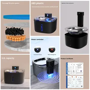 Bebedero Automático <span class=keywords><strong>para</strong></span> <span class=keywords><strong>Gatos</strong></span>, <span class=keywords><strong>Fuente</strong></span> de Agua Circulante Inalámbrica, Dispensador de Agua con Bomba Silenciosa Resistente a Mordidas <span class=keywords><strong>para</strong></span> <span class=keywords><strong>Gatos</strong></span> - Product Image 3