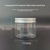 Pot d'emballage scellé en PET transparent de 150 ml à large ouverture avec bouchon à vis en aluminium, qualité alimentaire, col en aluminium, marque TIMES