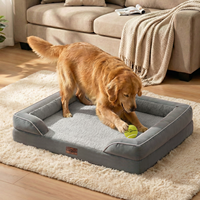 Lit pour chien avec dossier haut, imperméable, en velours cristal, mousse orthopédique alvéolée, canapé pour animaux de compagnie, fabrication OEM personnalisée