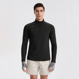 Camiseta de <span class=keywords><strong>Manga</strong></span> <span class=keywords><strong>Larga</strong></span> con Cuello Alto y Media Cremallera para <span class=keywords><strong>Hombre</strong></span>, Nueva Moda de Otoño, Informal, para Exteriores, Lisa, de Secado Rápido, Anti-UV y Transpirable - Product Image 1