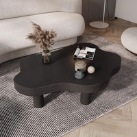 Table basse en bois moderne et créative de couleur blanche et noire pour salon nordique Table basse en bois massif