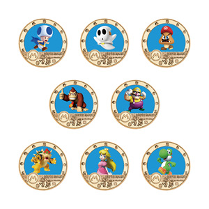 Pièces commémoratives Mario Anime, badge en fer moulé sous pression, coloré, doré, en relief, cadeau, objets de collection, emballés individuellement - Product Image 1