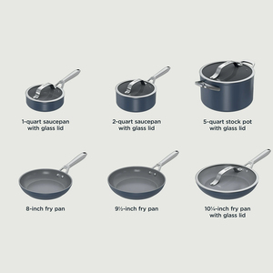 Ensemble de casseroles en céramique antiadhésives de haute qualité avec poignées en acier inoxydable et couvercles en verre, 10 pièces - Product Image 2
