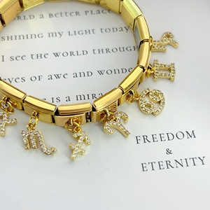 SGYUAN Ciondolo Zodiacale Dorato alla Moda, Charm <span class=keywords><strong>Italiano</strong></span> Compatibile con Bracciale Modulare da 9mm, Gioielli Fai-da-Te in Acciaio Inossidabile per Uomo - Product Image 1