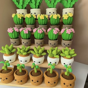 2025 Crochet Pot Crochet Table Meubles Décor À La Maison Lavande Tulipes <span class=keywords><strong>Cactus</strong></span> Roses Simulation Fleur Crochet Plante Pot - Product Image 4