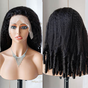 12A Virgin Hair Glueless <strong>Wig</strong> 300% Kinky Straight with Sprial Curl End bob 13*4 Lace Front Bomb <strong>Afro</strong> Curly Human Hair <strong>Wigs</strong> - Product Image 2