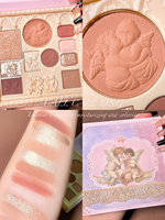 Palette de maquillage multifonctionnelle embossée motif ange, palette intégrée fard à paupières, blush et illuminateur, diffusion en direct