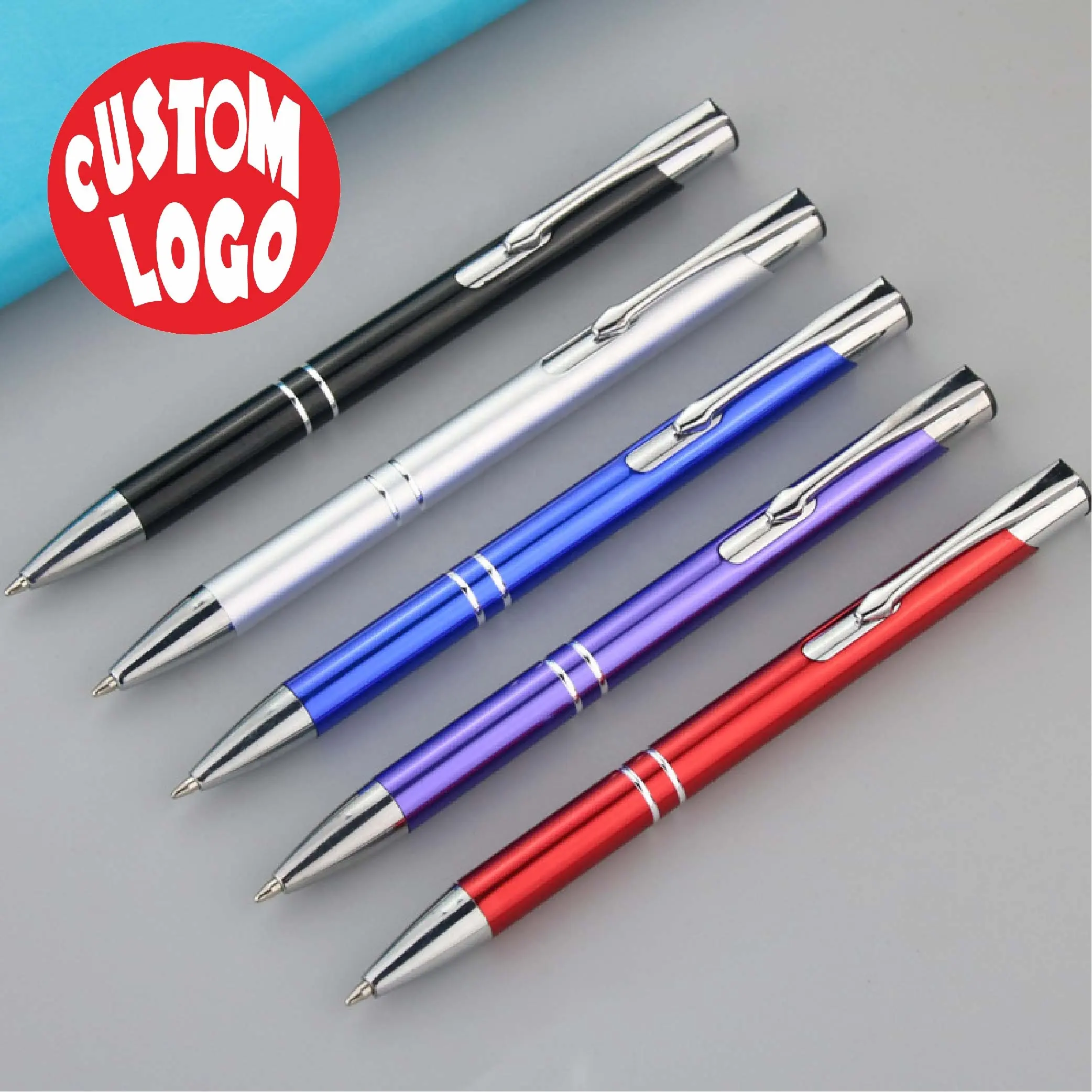 قلم حبر جاف معدني مطبوع مع قلم ستايلس الأفضل مبيعاً بسعر الجملة مخصص للترويج