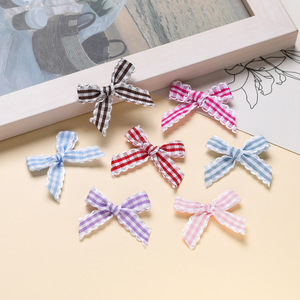 Colorful Plaid Lace <b>Bow</b> Hair Accessories Handmade DIY For Children Women Bag Decoration Gift Box Accents - Product Image 1