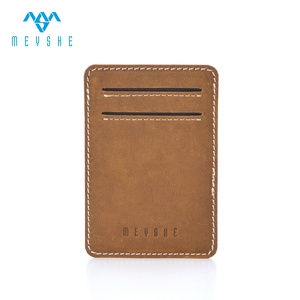 Meyshe fábrica personalizada Crazy Horse cuero genuino RFID bloqueo Delgado antirrobo moda negocios efectivo dinero Clip tarjetero - Product Image 5