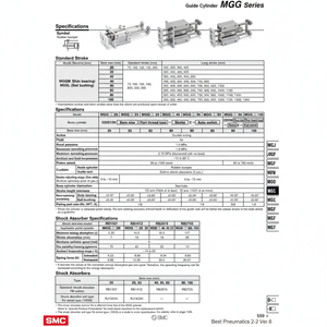 ชิ้นส่วนกระบอกลมคู่มือ MGGMB32-200-HN นิวเมติก SMC - Product Image 1