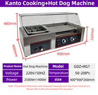 Machine à griller les hot-dogs et les saucisses 2-en-1 en acier inoxydable 220V pour usage commercial, avec 9 grilles et 7 rouleaux