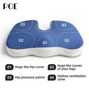 Cojín de espuma viscoelástica para alivio de ciática y coxis, con técnica de costura ergonómica, lavable, para oficina y asiento de coche, corrección del dolor de coxis - Product Image 4