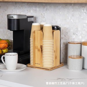 Support de tasses en papier de bambou Mind Reader, support de rangement rotatif à 360 degrés pour cuisine et salon, design écologique - Product Image 5