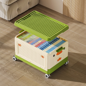 <b>Kids</b> Toy <b>Storage</b> Organizer With Wheels Cartoon Design For Children's Room Foldable <b>Storage</b> <b>Box</b> For Blocks And Books - Product Image 3