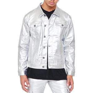 Service OEM en gros, veste en jean pour moto personnalisée, veste bomber en denim ciré pour hommes - Product Image 5