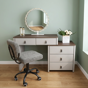 Table de maquillage moderne avec miroir éclairé et tiroirs de rangement pour meubles de chambre - Product Image 2