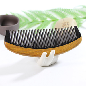 Green Sandalwood <b>Comb</b> Large Ox Horn Massage Hair <b>Comb</b> Antistatic For Home Use Women Children Adults - Product Image 1