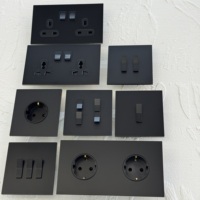 Interruptores de luz de pared de balancín 86 250V de acero inoxidable negro mate, 1/2/3/4 módulos, 2 vías, 146, doble toma UK13A, USB 10A, regulador de intensidad, estilo retro moderno