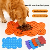 Tapis de léchage pour chien en silicone à ventouse, à alimentation lente et enrichissant, motifs Os, Papillon, Lapin, Arbre de Noël