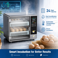 Incubadora de 24 Huevos Totalmente Automática con Control Digital, Volteo Automático, Doble Fuente de Alimentación de Respaldo, Plástico ABS + Cubierta de PC para Aves de Corral, Granjas y Uso Doméstico