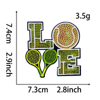 Patch brodé personnalisé pour le sport (tennis, pickleball) avec paillettes et sequins, thermocollant, pour vêtements, chapeaux, sacs, accessoire DIY