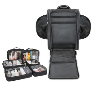 Maleta de Viaje con Ruedas de Tela Oxford Negra, Diseño Geométrico, Plegable, con Cierre - Product Image 5