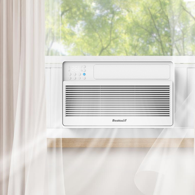 Bestcold Small Window AC Unit 9000 BTU Compact Design Fast Cooling Low Noise for Bedrooms Window Air Conditioner
