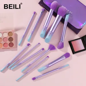 BEILI Lila 12 teile/satz Make-up Pinsel Synthetisches Haar Profession elle Lidschatten Foundation Pinsel Make-up Pinsel Set Großhandel