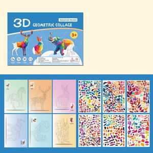 Kids Birthday Gift Boys Girls Book Craft 3D Geometric Animals Sticker by Number - Product Image 4