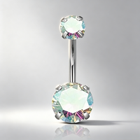 Anneau de nombril en acier chirurgical 316L avec zircon 5A, piercing de ventre à quatre griffes, barbell banane, bijou corporel pour femme, cadeau