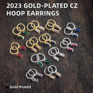 2023 Trendy Vintage Geometric Silver 925 Sterling Hoop <b>Earrings</b> <b>Gold</b>-Plated CZ Designer <b>Dangle</b> <b>Earrings</b> for Weddings Gift - Product Image 3