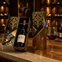 Boîte Cadeau Vin Haut de Gamme Moderne de Luxe avec Fermeture Magnétique à Rabat, Embossage Doré, Insert en EVA et Respectueuse de l'Environnement