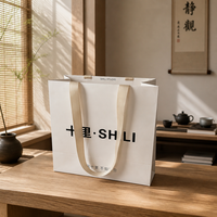 Sac de courses personnalisé écologique et recyclable avec poignée en ruban, logo imprimé, vente en gros pour l'emballage de détail