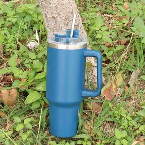 Light Blue Stainless Steel Tumbler With Straw <b>Double</b> <b>Wall</b> Vacuum Insulated Travel Mug For Outdoor Camping - Product Image 2