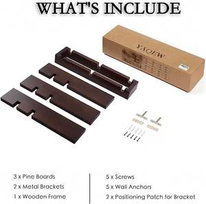 2024 가변 플로팅 선반 4 의 나무 세트, 욕실 선반 28.35 "최대, 벽용 소박한 선반 - Product Image 4