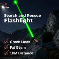 Lampe torche laser verte portable 1W, rechargeable par USB, en alliage d'aluminium, portée du faisceau 1km, fonction stroboscopique, anti-oiseaux, pour secours d'urgence