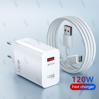Chargeur USB 120W Charge Rapide QC3.0, Câble USB C et Câble Type C pour Téléphones Mobiles Huawei Samsung Xiaomi, Chargeur Rapide