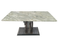 Table à manger rectangulaire moderne en marbre vert naturel pour la maison et l'hôtellerie, mobilier de salon d'appartement personnalisable
