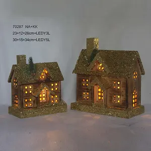 LED beleuchtet Holz Dorfhaus Weihnachts haus mit Lichtern Holzhäuser für Dekor Weihnachts dorf Lemax