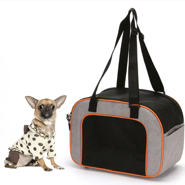 Premium nefes örgü oxford kumaş gri taşınabilir haftasonu seyahat kedi köpek taşıma el çantası havayolu onaylı evcil hayvan taşıyıcı kafesleri