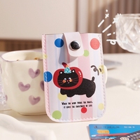 Porte-cartes mignon en PU, motif dessin animé, durable, créatif, tendance, portable, multi-emplacements, compact, avec système de tirage, pour usage quotidien