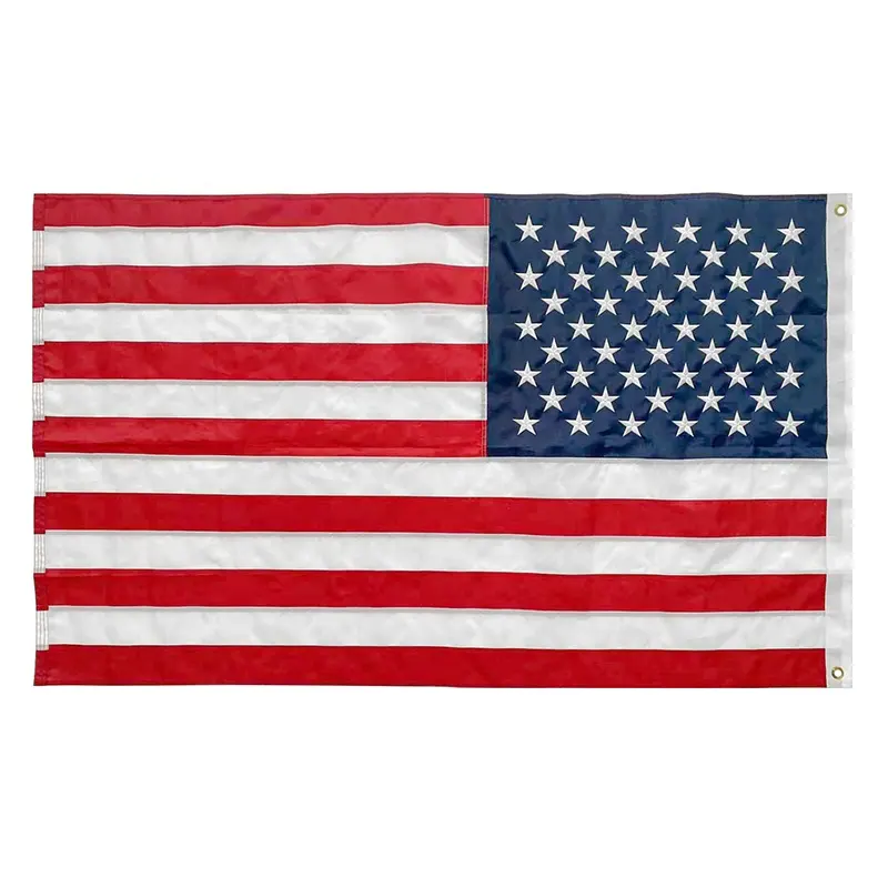 संयुक्त राज्य अमेरिका के बाहर के लिए अमेरिकी झंडे 3X5 अमेरिकी ध्वज कढ़ाई वाले सितारे ड्यूटी टिकाऊ झंडे ज्वलंत रंग सिले हुए पट्टियां पीतल के ग्रोमेट्स