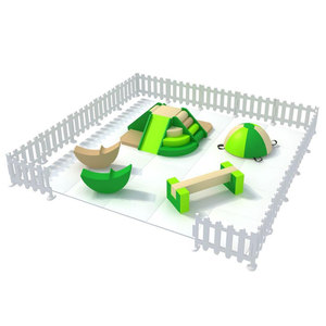 Poutre d'équilibre en bois pour aire de jeux intérieure, blocs de support verts, équipement de jeu éducatif, capacité 100-500 kg pour plus de 10 utilisateurs - Product Image 1
