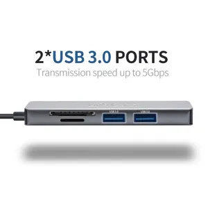 PCER यूएसबी हब डॉकिंग स्टेशन प्रकार-सी HDMI करने के लिए और TF है और एसडी और यूएसबी 3.0 Multiport यूएसबी हब प्रकार सी 5 में 1